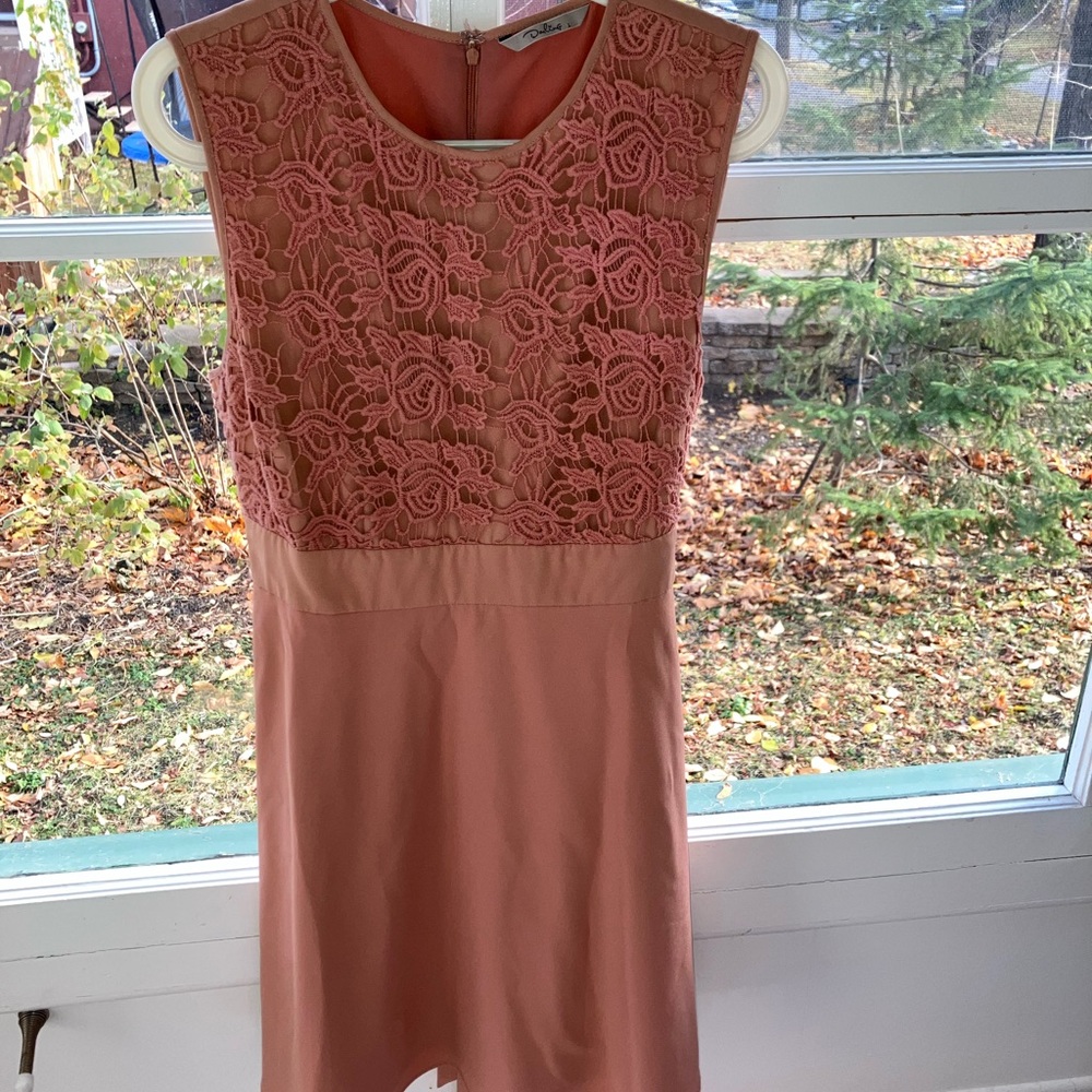 Darling Coral Lace Midi Dress